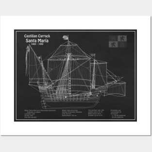 Santa Maria ship - Christopher Columbus Carrack Nau 15th century - PD Posters and Art